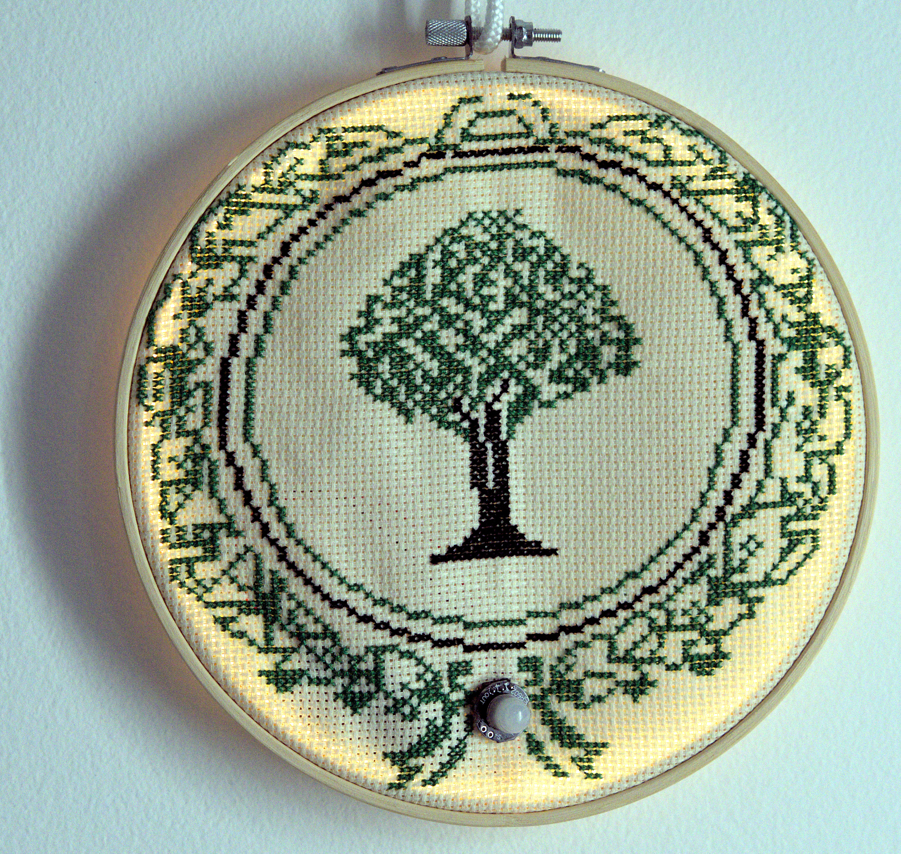 Embroidamotion with an olive oil pattern